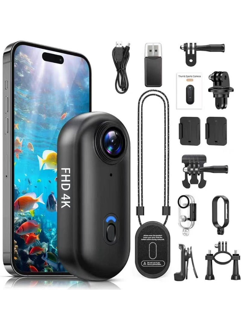 توب ون كاميرا أكشن 4K، كاميرا تسجيل فيديو صغيرة، كاميرا جسم صغيرة مقاومة للماء IPX7، كاميرا فيديو تحت الماء، تسجيل POV بدون استخدام اليدين، كاميرا خوذة لركوب الدراجات والدراجات النارية - Image 1