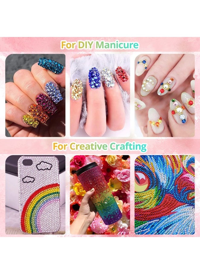BELLEBOOST Round Flatback Face Gems Kit (Colorful) For Makeup With Quick Dry Glue + Brush + Tweezer Nail Art Rhinestones Mixed Color Iridescent Chameleon Glass Crystal Beads For Makeup Deco  - Image 5