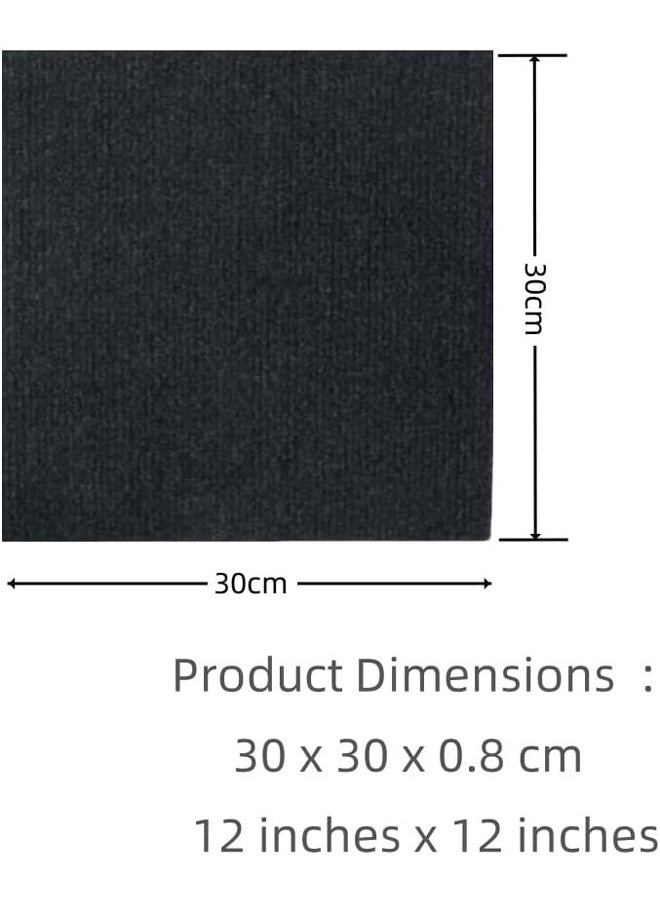 Self Adhesive Carpet Tiles Anti-Slip Reusable Carpet Squares Peel and Stick Carpet Squares with Padding Attached Floor Tile Easy Install DIY for Bedroom Living Room (Black 6pcs)