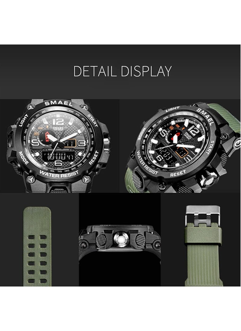 SMAEL - SMAEL Men's Silicone Strap Analog-Digital Watch Military Watch Quartz Dual Movement Electronic Sports Watch Luminous Waterproof Luminous Sports Watch as Gift for Men Watch Stopwatch Alarm Clock - Image 1