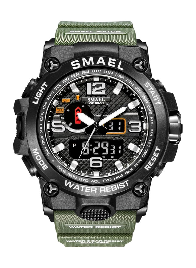 SMAEL - SMAEL Men's Silicone Strap Analog-Digital Watch Military Watch Quartz Dual Movement Electronic Sports Watch Luminous Waterproof Luminous Sports Watch as Gift for Men Watch Stopwatch Alarm Clock - Image 1