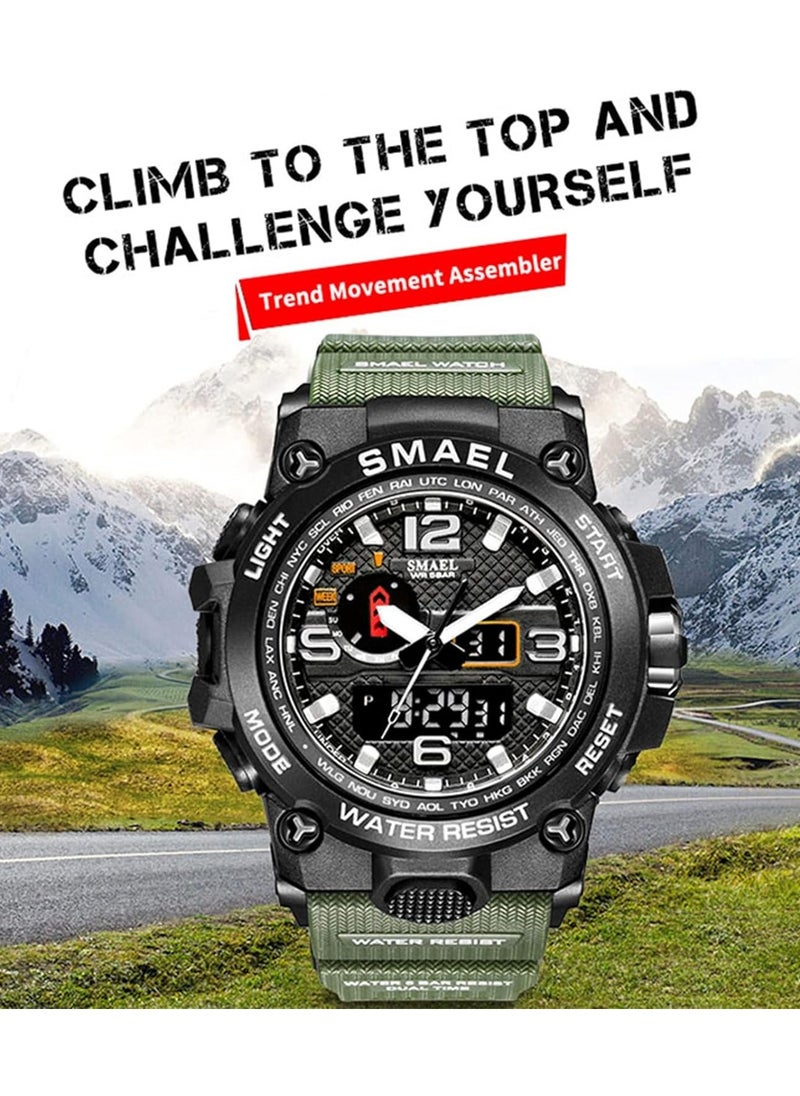 SMAEL - SMAEL Men's Silicone Strap Analog-Digital Watch Military Watch Quartz Dual Movement Electronic Sports Watch Luminous Waterproof Luminous Sports Watch as Gift for Men Watch Stopwatch Alarm Clock - Image 1