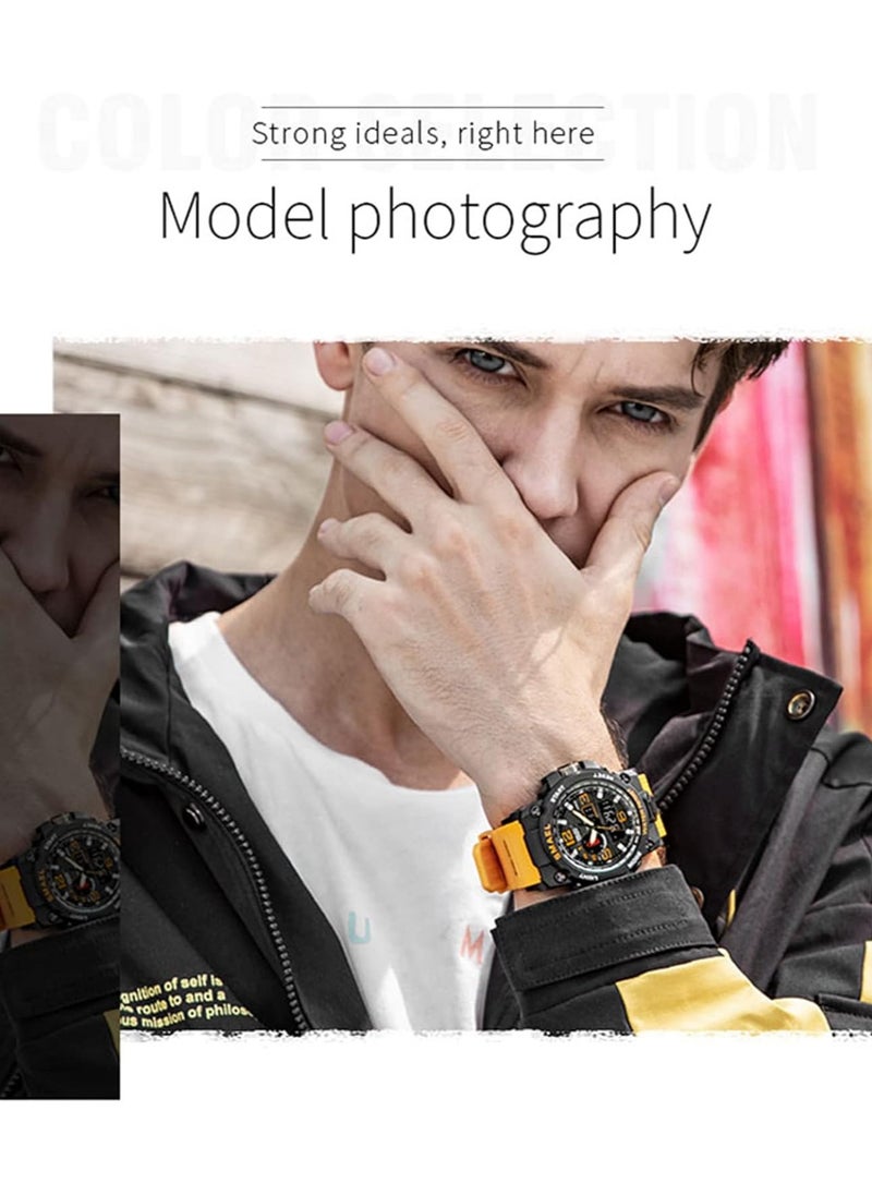 SMAEL - SMAEL Men's Silicone Strap Analog-Digital Watch Military Watch Quartz Dual Movement Electronic Sports Watch Luminous Waterproof Luminous Sports Watch as Gift for Men Watch Stopwatch Alarm Clock - Image 1