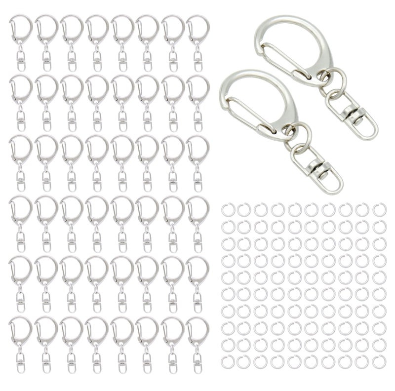ZoloAJay 50 Sets Lobster Claw Clasps Keychain Clip D-snap Hook Clips with Swivel Snap and Open Jump Rings for Silver DIY Making Trinket Crafts Diameter 0.7inch (18mm) - Image 1