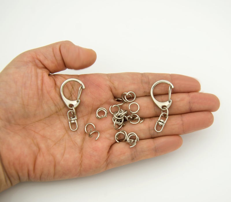 ZoloAJay 50 Sets Lobster Claw Clasps Keychain Clip D-snap Hook Clips with Swivel Snap and Open Jump Rings for Silver DIY Making Trinket Crafts Diameter 0.7inch (18mm) - Image 3