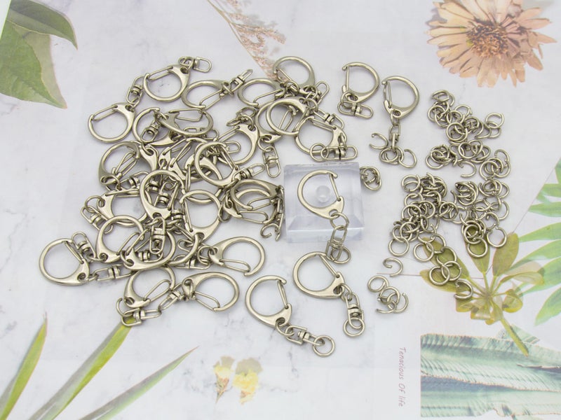 ZoloAJay 50 Sets Lobster Claw Clasps Keychain Clip D-snap Hook Clips with Swivel Snap and Open Jump Rings for Silver DIY Making Trinket Crafts Diameter 0.7inch (18mm) - Image 4