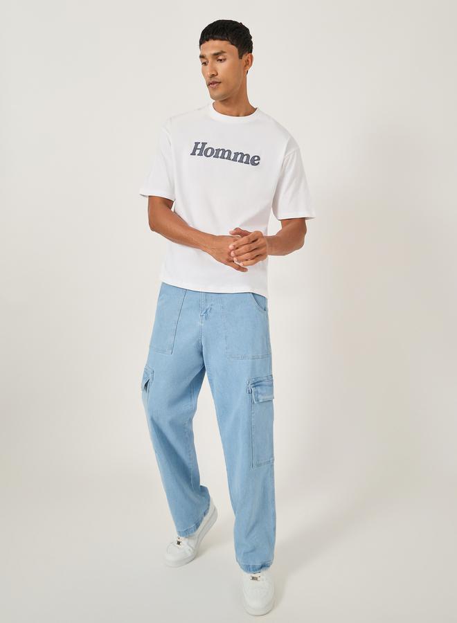Styli Embroidered Oversized Round Neck T-Shirt  - Image 2