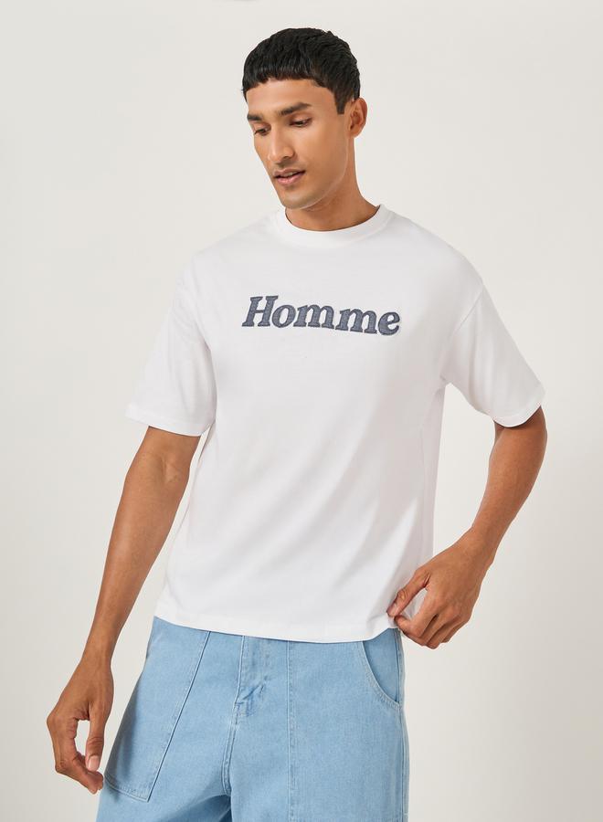 Styli Embroidered Oversized Round Neck T-Shirt  - Image 1