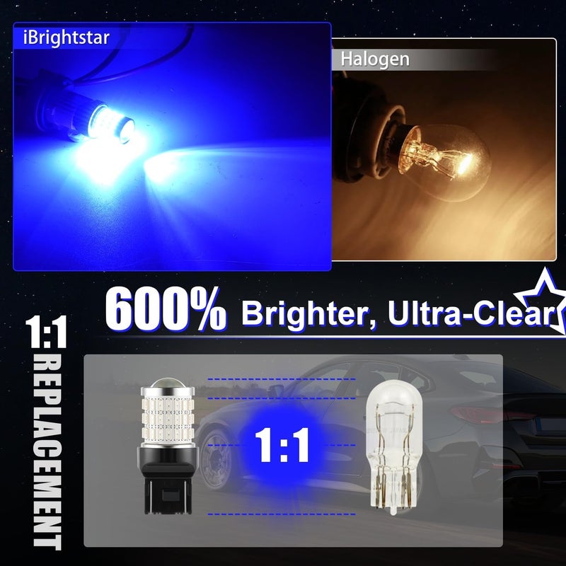 iBrightstar 7443 LED Bulb Blue, 7440 LED Reverse Light Bulbs Super Bright for Tail Brake Lights Backup Lights Daytime Running Lights, 2 Pack - Image 2