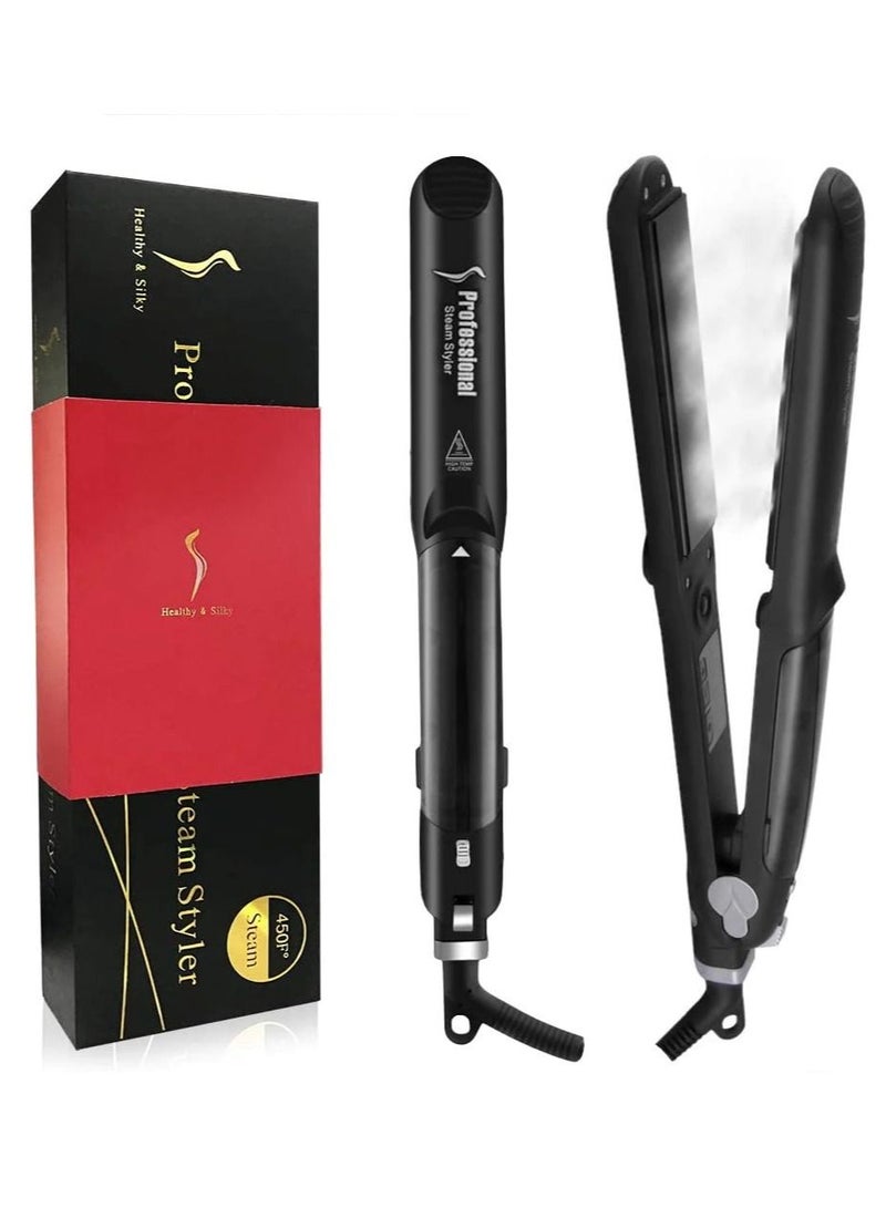 PROFESSIONAL NEW Professional 450F Ceramic Vapor Steam Hair Straightener with Argan Oil Infusion Steam Flat Iron Ceramic Vapor Fast Heating - Image 4