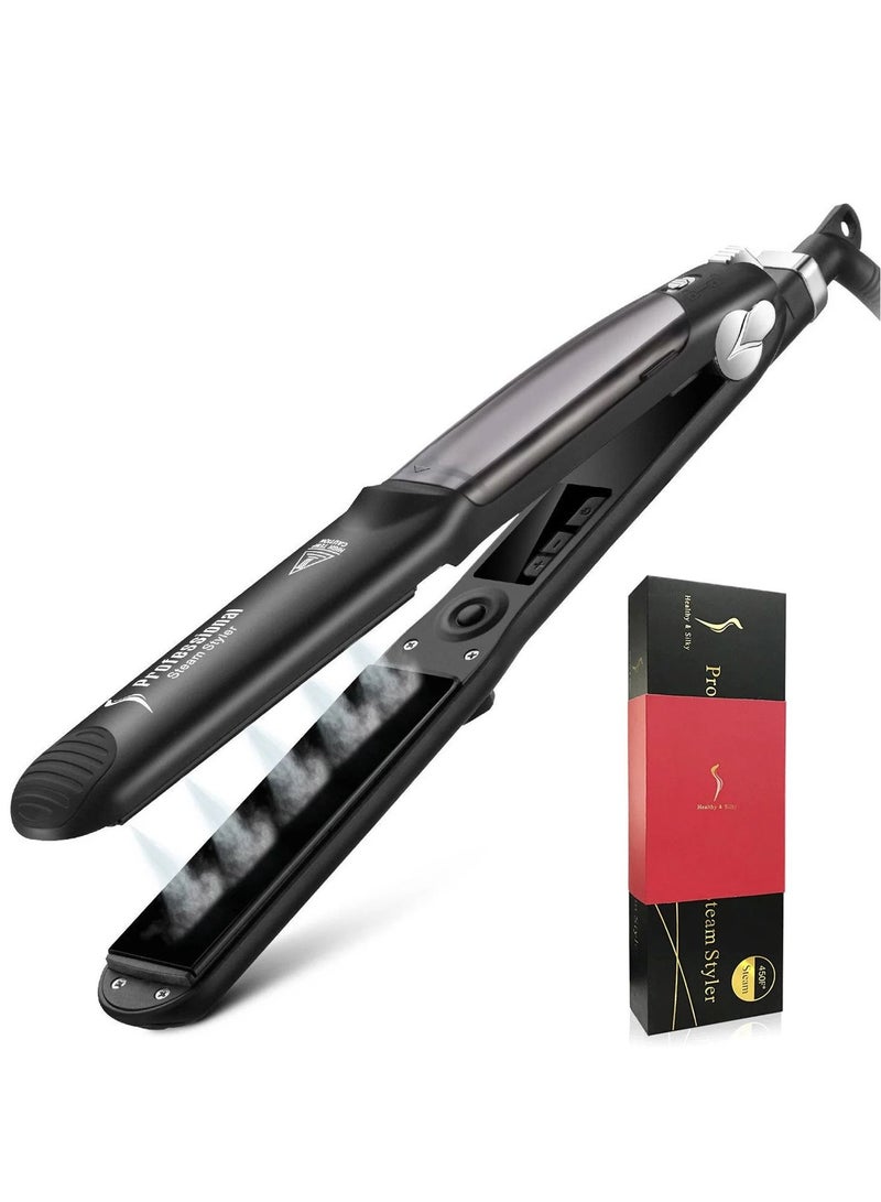 PROFESSIONAL NEW Professional 450F Ceramic Vapor Steam Hair Straightener with Argan Oil Infusion Steam Flat Iron Ceramic Vapor Fast Heating - Image 3