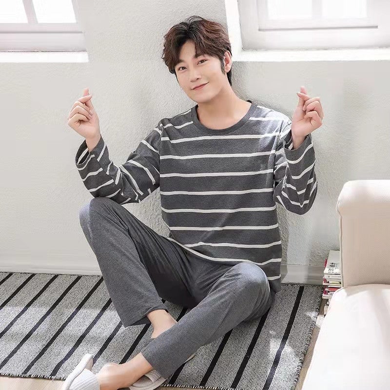 Mens Long Sleeve Pajamas Lightweight Spring Autumn Sleepwear 2#  - Image 1