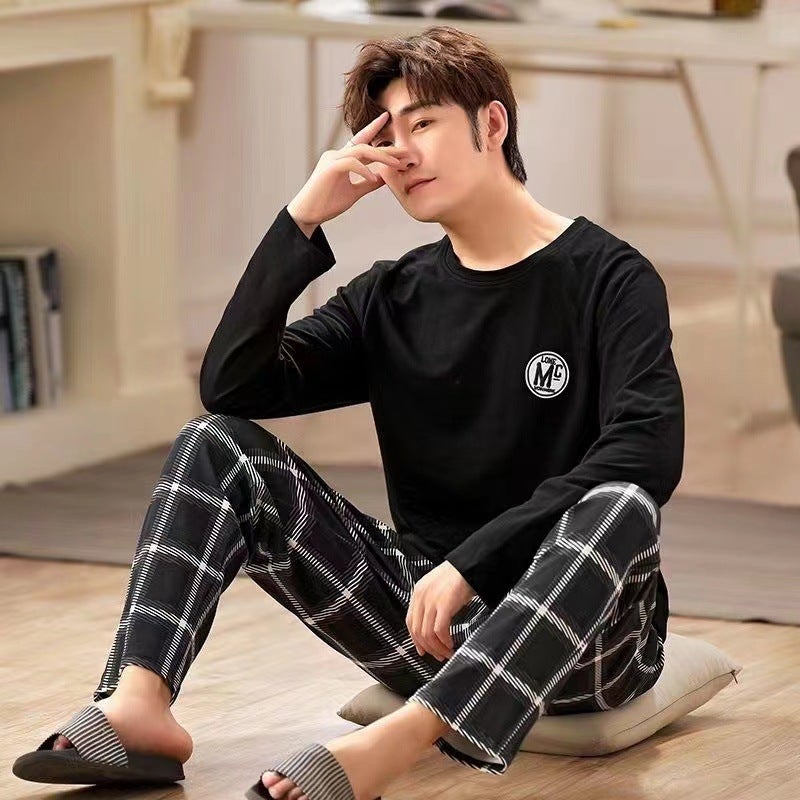 Mens Long Sleeve Pajamas Lightweight Spring Autumn Sleepwear 2#  - Image 5