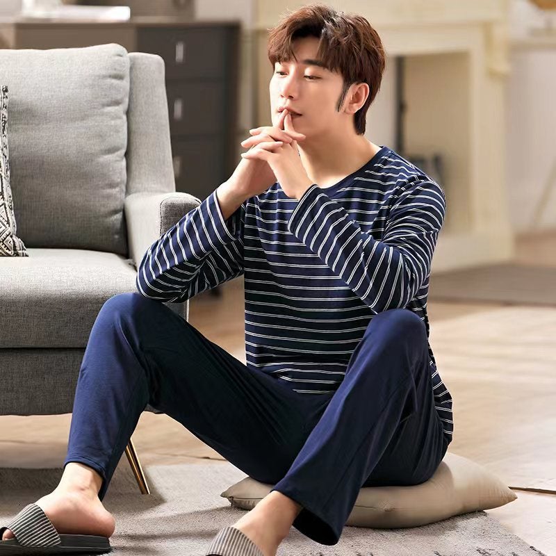 Mens Long Sleeve Pajamas Lightweight Spring Autumn Sleepwear 2#  - Image 3
