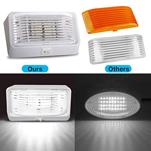 BlueFire Super Bright LED RV Porch Light RV Exterior Lights Porch Utility Light 12V Replacment Light with ON/OFF Switch, Clear and Amber Removable Lens for RV, Trailer, Camper (2 Pack) - Image 4