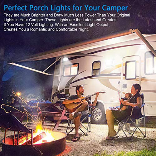 BlueFire Super Bright LED RV Porch Light RV Exterior Lights Porch Utility Light 12V Replacment Light with ON/OFF Switch, Clear and Amber Removable Lens for RV, Trailer, Camper (2 Pack) - Image 2