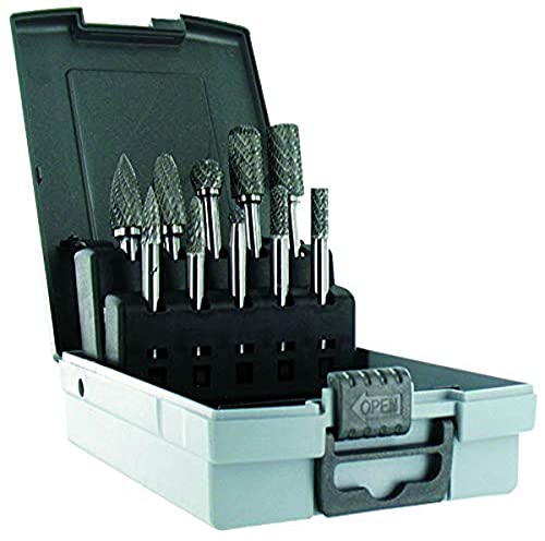 TIVOLY Set of 10 Carbide Rotary Burrs 14 12 High Performance Excellent Stability Strength and Durability for Machining Most Metals Cylindrical Shank 14 - Image 1
