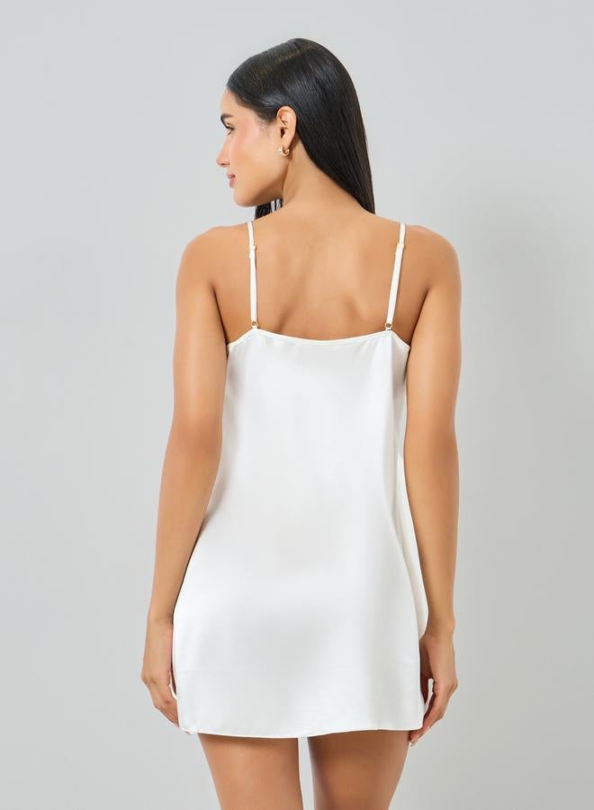Take Two White Lace Trim Robe and Slip Dress Set - Image 5