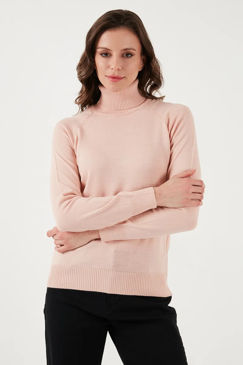 فاشن فريندز Standard Fit Turtleneck Knitwear Sweater Women's Sweater 24K0401K1