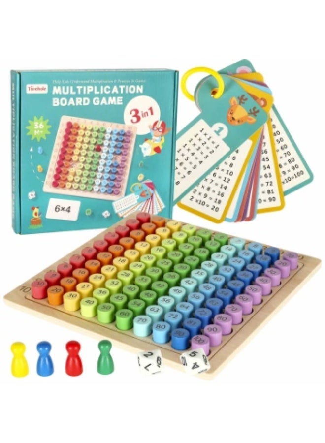 3-in-1 Wooden Multiplication Board Game - Educational Math Learning Toy with Numbers 1-100, Colorful Practice Grid. - Image 2