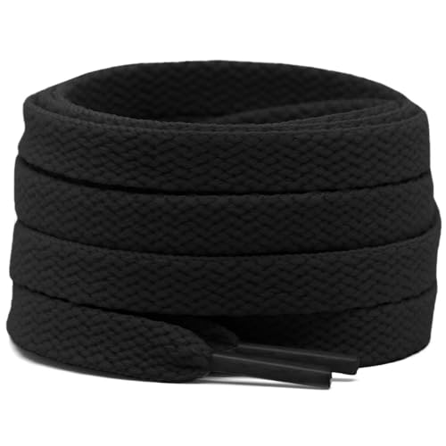 DELELE 2 Pair 51 inch Flat Shoe laces 516 Wide Shoelaces for Athletic Running Sneakers Shoes Boot Strings Black - Image 1