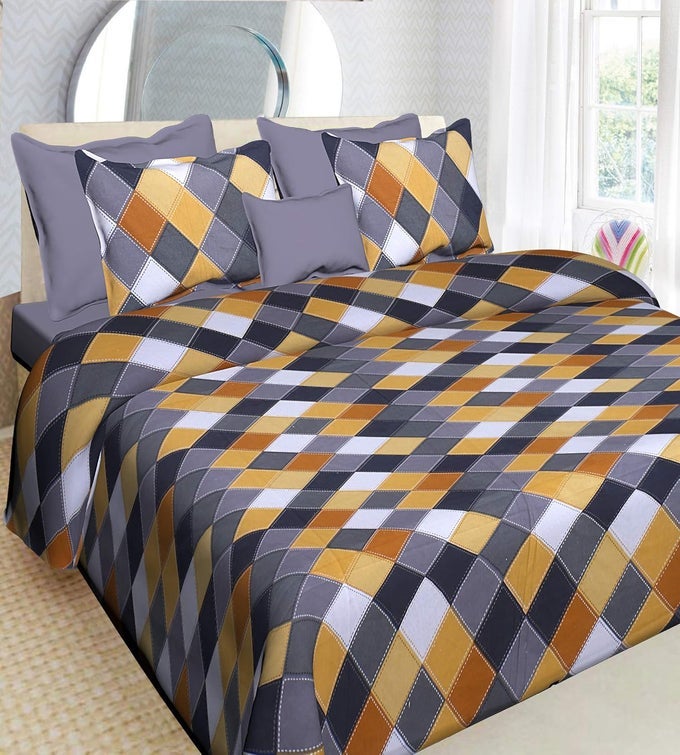 100 COTTON COMFORT 151 TC RAJASTHANI JAIPURI PRINTED 1 DOUBLE BEDSHEET WITH 2 PILLOW COVERS MULTI