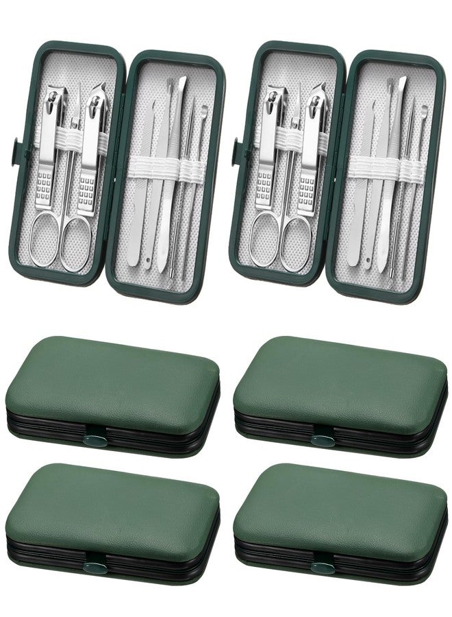 Hanaive 6 Set Manicure Set 48Pcs Nail Clippers Pedicure Kit 8 in 1 Stainless Steel Grooming Kit Professional Nail Care Tools with Luxurious Travel Case for Men Women Gift(Green) - Image 1