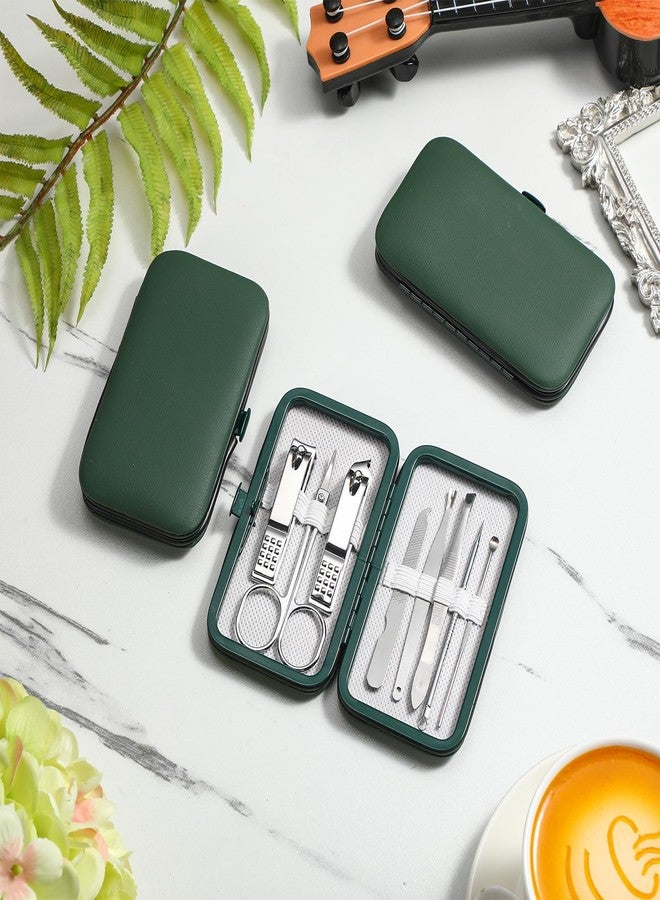 Hanaive 6 Set Manicure Set 48Pcs Nail Clippers Pedicure Kit 8 in 1 Stainless Steel Grooming Kit Professional Nail Care Tools with Luxurious Travel Case for Men Women Gift(Green) - Image 4