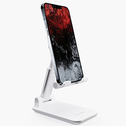 Ambrane Mobile Holding Tabletop Stand, 0-135 Perfect View, Height Adjustment, Wide Compatibility, Multipurpose, Anti-Skid Design (Twistand, White) - Image 1