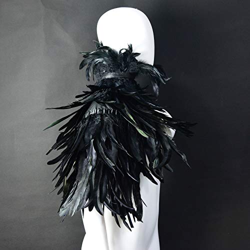 HOMELEX Black Witch Feather Collar Crow Shawl Costume Halloween Swan Wings Accessories Cape for Women - Image 5