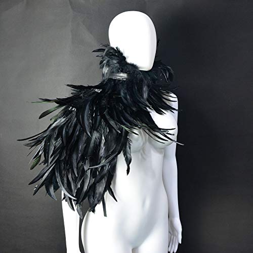 HOMELEX Black Witch Feather Collar Crow Shawl Costume Halloween Swan Wings Accessories Cape for Women - Image 4