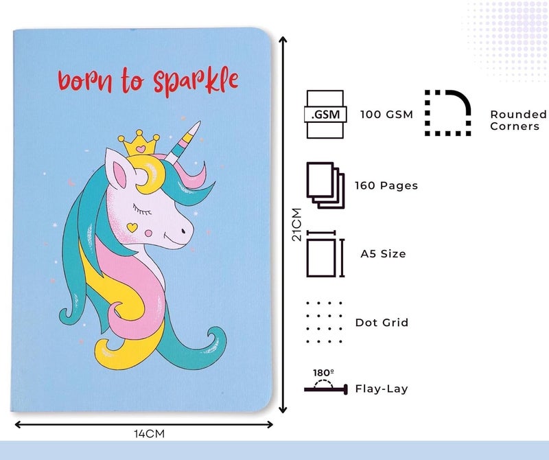 BOUND N FOUND 100 GSM A5 Dot Grid Notebook: 160 Pages, Journal Diary (Born To Sparkle) - Image 3
