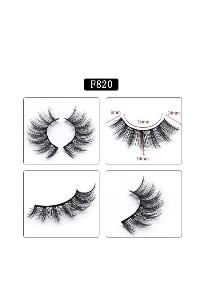 أوريتي رموش صناعية من ORiTi، 5 أزواج من الرموش الطبيعية الناعمة ثلاثية الأبعاد، مصنوعة يدويًا، رموش كثيفة متقاطعة، قابلة لإعادة الاستخدام، عبوة من الرموش الناعمة الطويلة للمكياج (F820) - Image 5