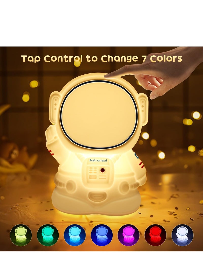 SYOSI Astronaut Night Light, Dimmable Kids Night Lamp, Portable Silicone Spaceman Nursery Night Light, Touch Control Rechargeable Night Light for Nursery Children's Room Decoration and Kids Gift  - Image 3