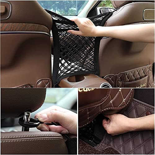 Hudux 3-Layer Car Mesh Organizer, Seat Back Net Bag, Barrier of Backseat Pet Kids, Cargo Tissue Purse Holder, Driver Storage Netting Pouch - Image 5