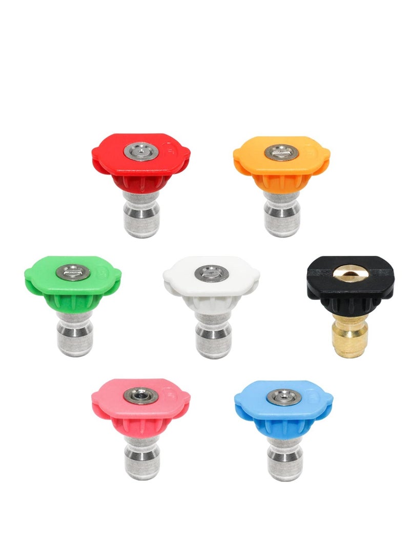 Washer Spray Nozzle Tips Multiple Spray Degrees 1/4 Inch Quick Connection 4000 PSI Tool Daily Pressure Washer Spray Nozzle Tips Multiple Degrees (7 Pack 1/4 inch) - Image 1