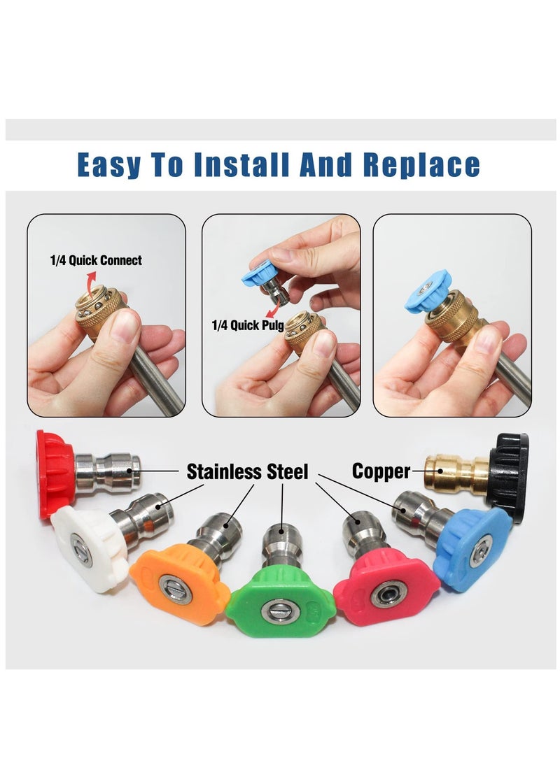 Washer Spray Nozzle Tips Multiple Spray Degrees 1/4 Inch Quick Connection 4000 PSI Tool Daily Pressure Washer Spray Nozzle Tips Multiple Degrees (7 Pack 1/4 inch) - Image 3