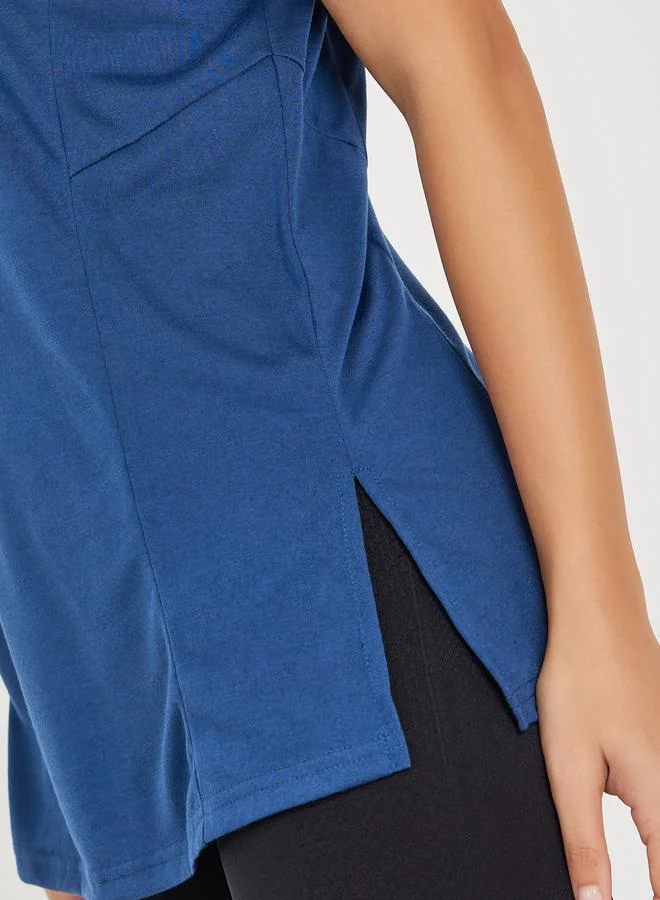 ستايلي Styli V Mesh Back Side Slit Oversized Top