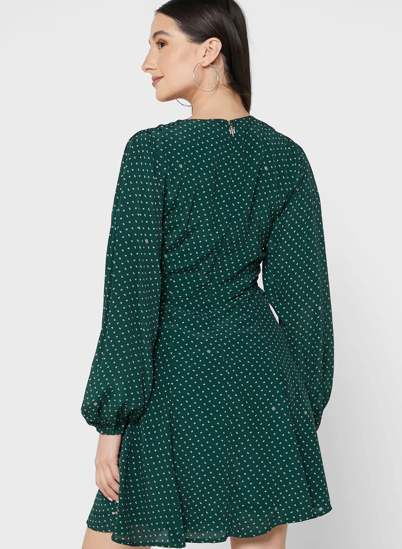 TOMMY HILFIGER Balloon Sleeve Pleat Detail Dress for Women | Best Price UAE