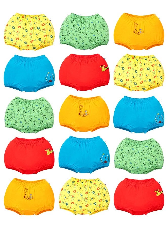 superbottoms Basic™ Bloomer for Kids| Unisex, 100% Pure Cotton Innerwear | Breathable & Soft Kids Underwear | Baby Bloomers for 6m - 9m | Wonder Wild I Pack of 15 - Image 1