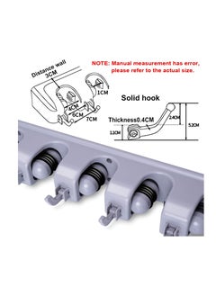 Generic Mop Holder, Broom Organizer with 5 Slots - The Perfect Solution for Organizing Cleaning Tools and Kitchen, Wall-Mounted Heavy-Duty Holder for Brooms and Mops with 5 Slots and 6 Hooks for Home, Garden, Garage, and Storage Room. Wall-Mounted Organizer for Brooms, Mops, Dusters, and Brushes, Plastic, Kitchen Organizer, Multi-Position Broom Rack, Wall-Mounted Mop Organizer, Broom Holder for Wall with 5 Slots and 6 Hooks for Home, Kitchen, and Garden Use.  - Image 3