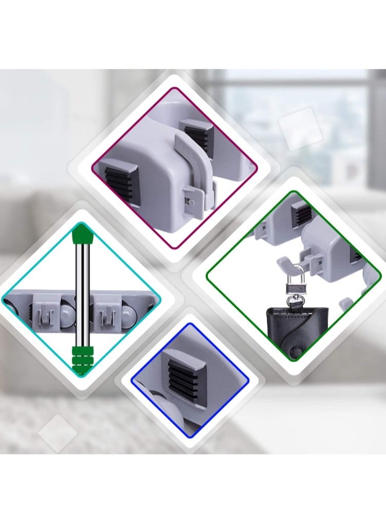 Generic Mop Holder, Broom Organizer with 5 Slots - The Perfect Solution for Organizing Cleaning Tools and Kitchen, Wall-Mounted Heavy-Duty Holder for Brooms and Mops with 5 Slots and 6 Hooks for Home, Garden, Garage, and Storage Room. Wall-Mounted Organizer for Brooms, Mops, Dusters, and Brushes, Plastic, Kitchen Organizer, Multi-Position Broom Rack, Wall-Mounted Mop Organizer, Broom Holder for Wall with 5 Slots and 6 Hooks for Home, Kitchen, and Garden Use.  - Image 5
