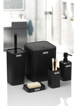 ‎okyanus Home Ocean Home Mina Black Striped Square Bathroom Set  - Image 3