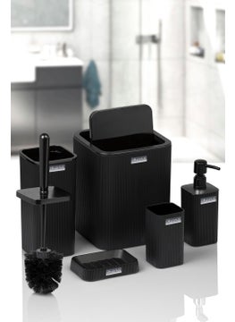 ‎okyanus Home Ocean Home Mina Black Striped Square Bathroom Set  - Image 2