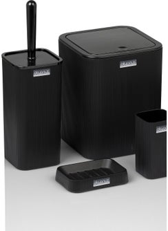 ‎okyanus Home Ocean Home Mina Black Striped Square Bathroom Set  - Image 5