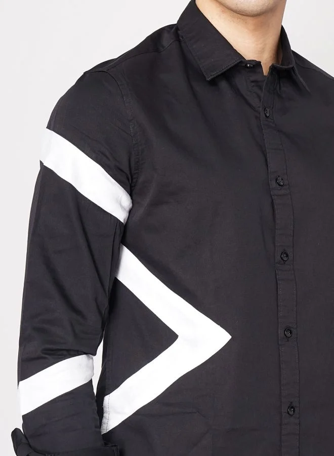 The Indian Garage Co Men Regular Fit Colourblocked Full Sleeves Spread Collar Casual Shirt