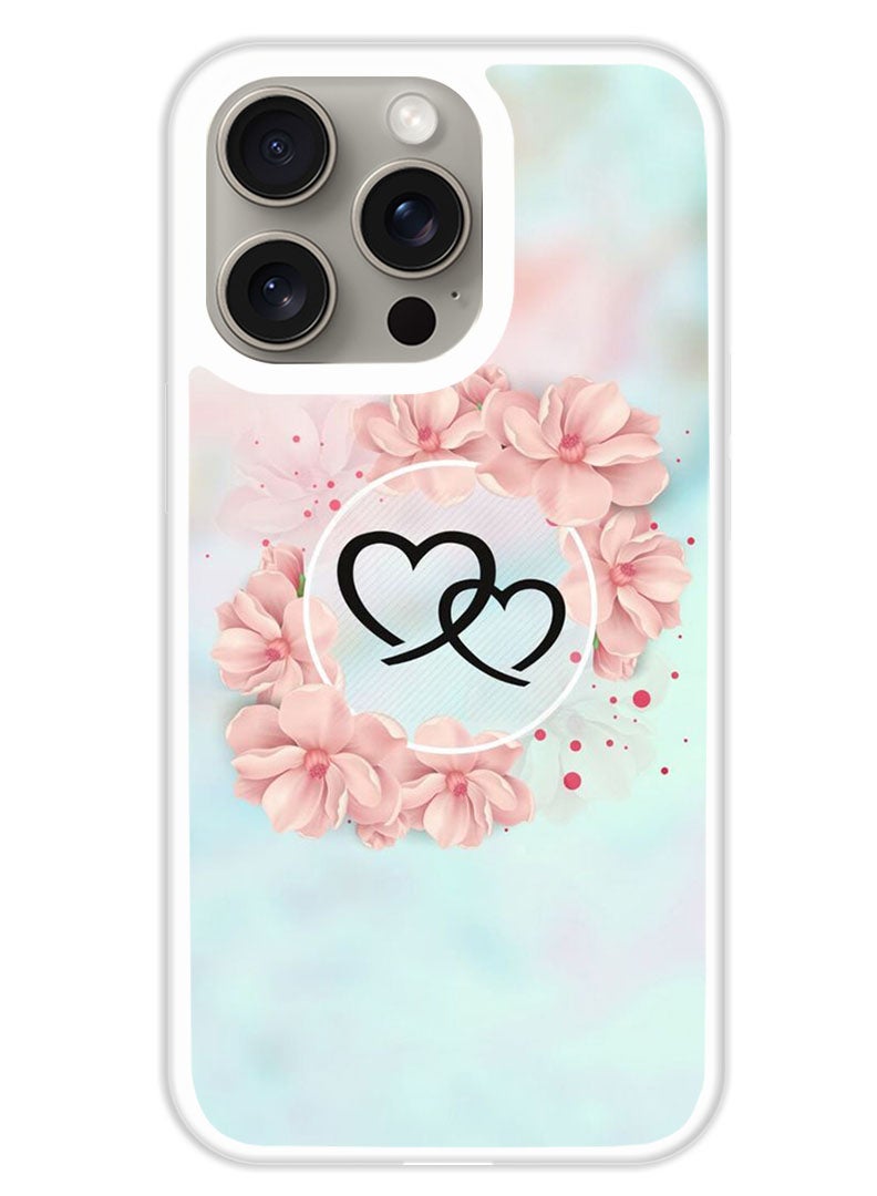 Theodor Protective Case Cover For APPLE IPHONE 15 Pro Max Hearts (2) (White Bumper) - Image 1