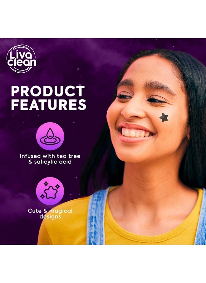 LivaClean - 250Ct Star Pimple Patches Midnight Magic Black W/Salicylic Acid & Tea Tree Oil Pimple Patches For Face Hydrocolloid Acne Patches Cute Face Stickers Zit Patches - Image 1
