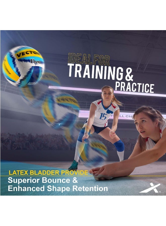 فيكتور أكس كرة طائرة فيكتور إكس فليم | مقاس ٤ | أزرق/أصفر | كرة طائرة مُلصقة بالبولي يوريثان، ناعمة الملمس، متينة، وخفيفة الوزن، مناسبة للعب الداخلي والخارجي. - Image 4