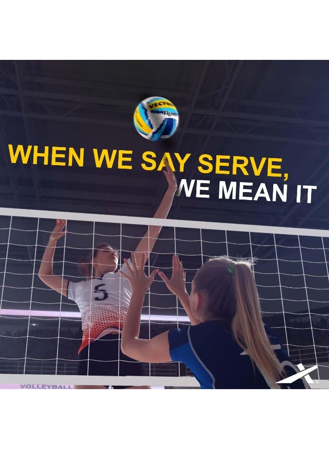 فيكتور أكس كرة طائرة فيكتور إكس فليم | مقاس ٤ | أزرق/أصفر | كرة طائرة مُلصقة بالبولي يوريثان، ناعمة الملمس، متينة، وخفيفة الوزن، مناسبة للعب الداخلي والخارجي. - Image 5